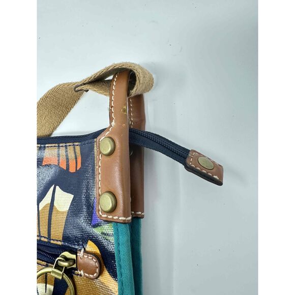 Fossil Purse Crossbody Canvas Bag Coated Key Per School Pencil Teacher Abstract - Picture 11 of 12